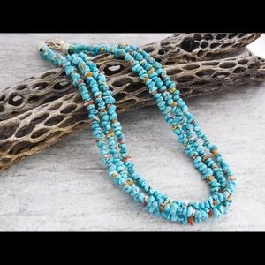 Turquoise 3 Strands Beaded Necklace 19”-22”